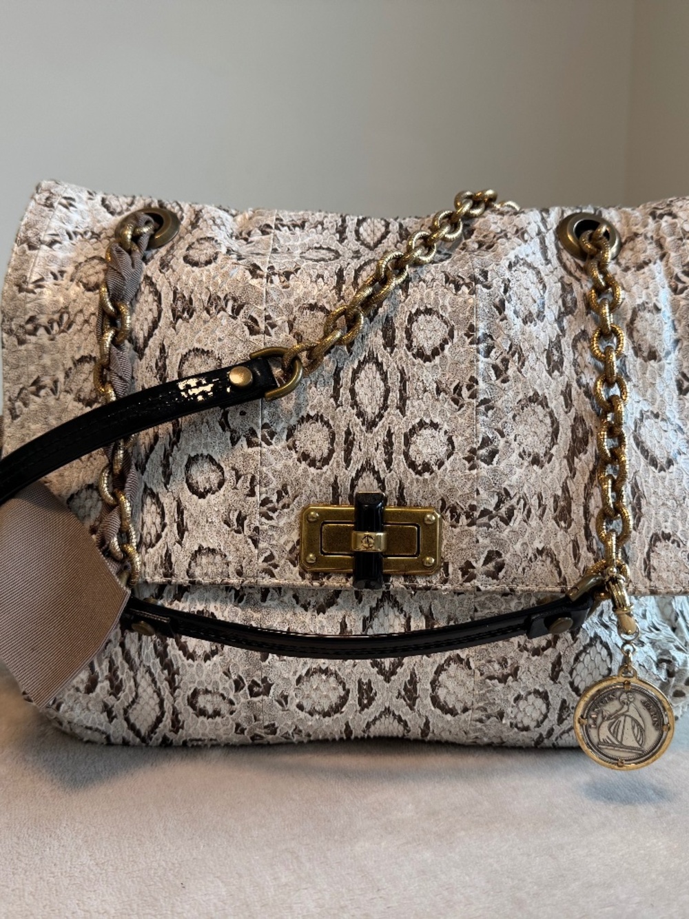 Lanvin Happy Snakeskin Shoulder Bag